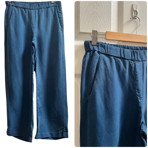 Diega Pantero Blue Linen Blend Pocket Pull On Elastic Waistband Pant Medium - Picture 11 of 12